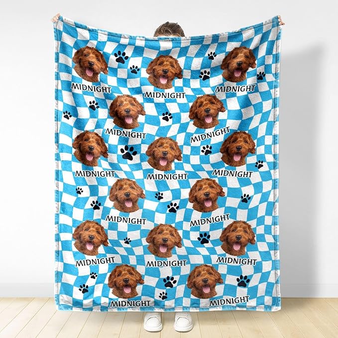 Pamaheart Custom Dog Face Blankets, Personalized Pet Photo Blanket, Fleece Dog Blankets, Customized Photo Throws, Dogs Dad Gifts, Pet Lover Gifts, Memorial Gift /30