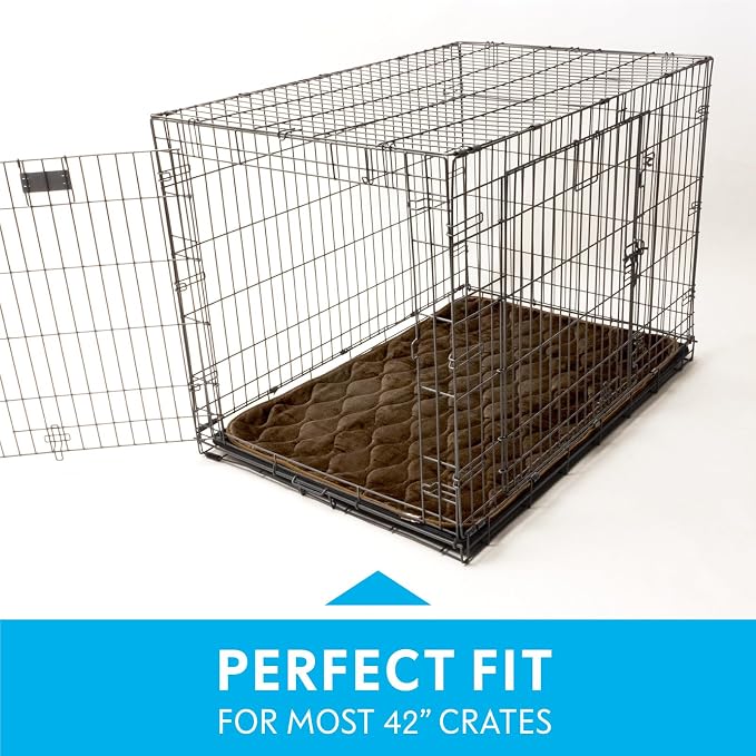 Paw Inspired Washable Padded Crate Mats for Dogs, Dark Brown, 41x28 Inch | Fits 42-inch Kennels, Leakproof, Waterproof Bottom, Plush Dog Pad, Pet Bed