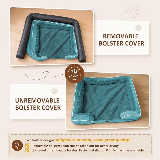 Comfort Expression Orthopedic Dog Beds for Large Sized Dog with Bolster | Waterproof Dog Couch Bed with Washable Cover & Non-Slip Bottom, Supportive Egg Crate Foam Large Pet Bed, 36x27 Inch