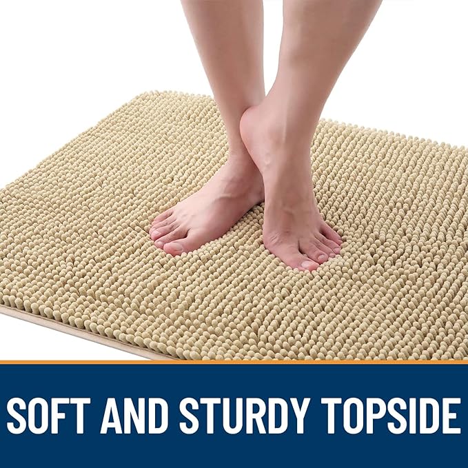 OLANLY Dog Door Mat for Muddy Paws 59x32, Super Absorbent Chenille Mud Mat | Beige, Absorbs Moisture and Dirt, Non-Slip Machine Washable Doormat, Quick-Drying Indoor Entryway Floor Carpet for Dogs