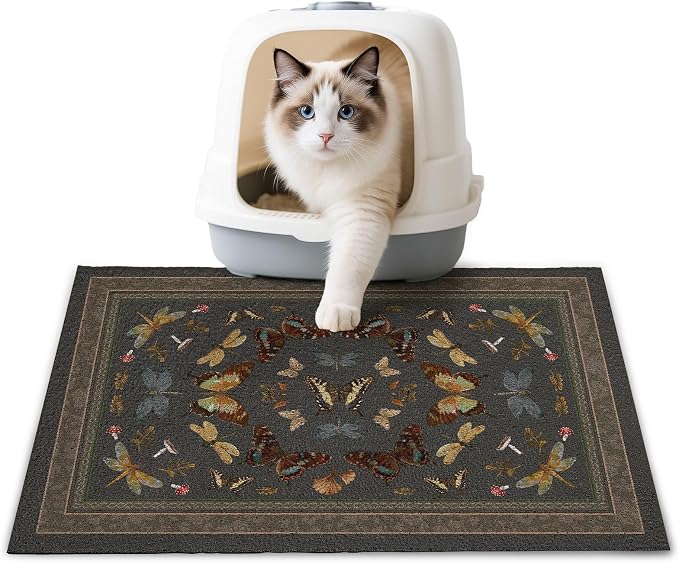 Unicorn Catcher 24"x15" Cat Litter Mat Non-Slip Washable Litter Box Mat | High-Density PVC Litter Catcher Mat Efficiently Traps Scattered Litter From Paws To Keep Floors Clean