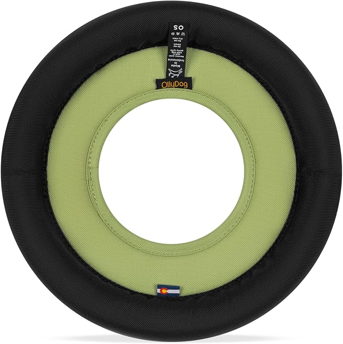 OllyDog Super Flyer Dog Flying Disc – Floating Fetch Toy for Water Play, Soft Eco-Friendly Recycled Fabric, Gentle on Teeth, 11" for Medium & Large Dogs (Palm, 11")