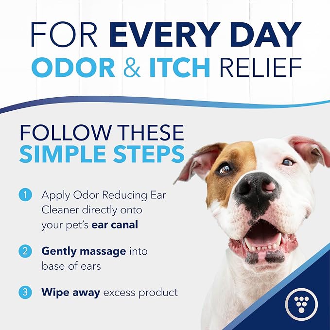 TropiClean OxyMed Preventative Dog Ear Cleaner, Vet Recommended Ear Cleaning Solution for Itch Relief, Daily Wash Drops, Safe for Cats, USA Made, 4oz.