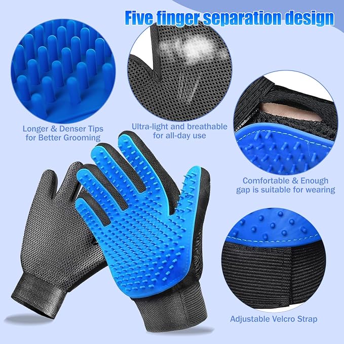 9 PCS Pet Grooming Brush Set,Self Cleaning Pet Hair Removal Comb,Pet Hair Remover Gloves,Spray Bottle, Lice Flea Combs, Pet Grooming Supplies,Essential Bathing,Brushing & Shedding Tool for Cats & Dogs