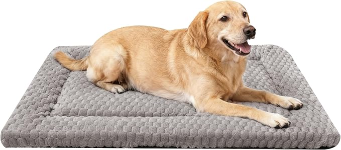 Dog Bed Mat - Dog Crate Pad - Reversible Mat for Pet Comfort - Soft Bed Crate Pads for All Seasons - Durable, Machine Washable Mat for Crates, Travel, and Home (Light Gray, 35" L*23" W*1.5" Th)