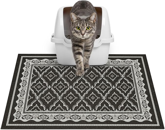 Glittme Cat Litter Mat, 24"x15" Non-Slip Washable Trapping Mat for Cats | Litter Trapping Mat With Thick PVC Coil To Catch Scatter, Soft On Paws And Waterproof Bottom To Protect Floors