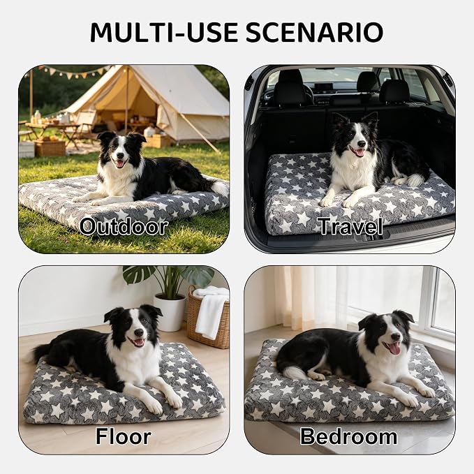 Orthopedic Dog Bed for Large Dogs, Washable Dog Mat with Removable Zippered Cover, Non-Slip Bottom, Comfort Crate Bed (Grey, M(30"*20"*3.1"))