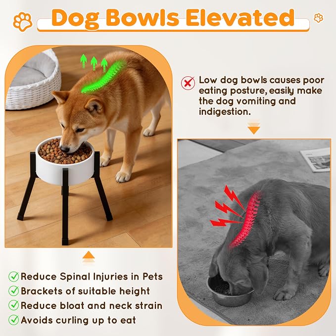 Raised Dog Bowl Stand Medium-Sized Dogs with Adjustable Width (7-10.6"),Single Food and Water Stand Feeder(Bowls Not Included)