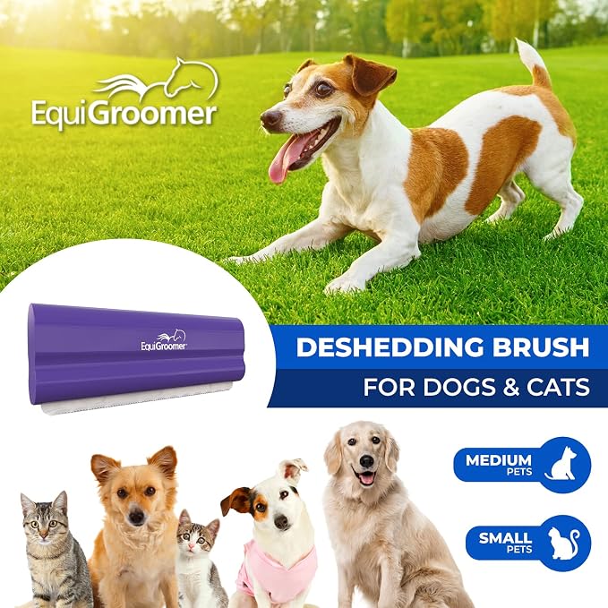 EquiGroomer 5-Inch Undercoat Deshedding Brush for Dogs & Cats, Purple | Best for dogs up to 100 lbs and cats of any size, short or long hair, stainless blade, no cutting or pulling