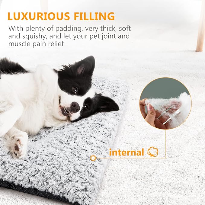 Dog Bed Kennel Pad Washable Anti-Slip Crate Mat for Large Dogs and Cats (36-inch)