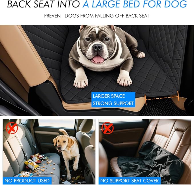 Exclusive Dog Car Seat Cover, Back Seat Cover for Dogs-Supports 400lb, Waterproof Dog Cars Seat Cover-Back Seat Pet Cover for Car SUV & Trucks, Pet Hammock for Car- Seat Cover for Dogs (2 Pack Black)