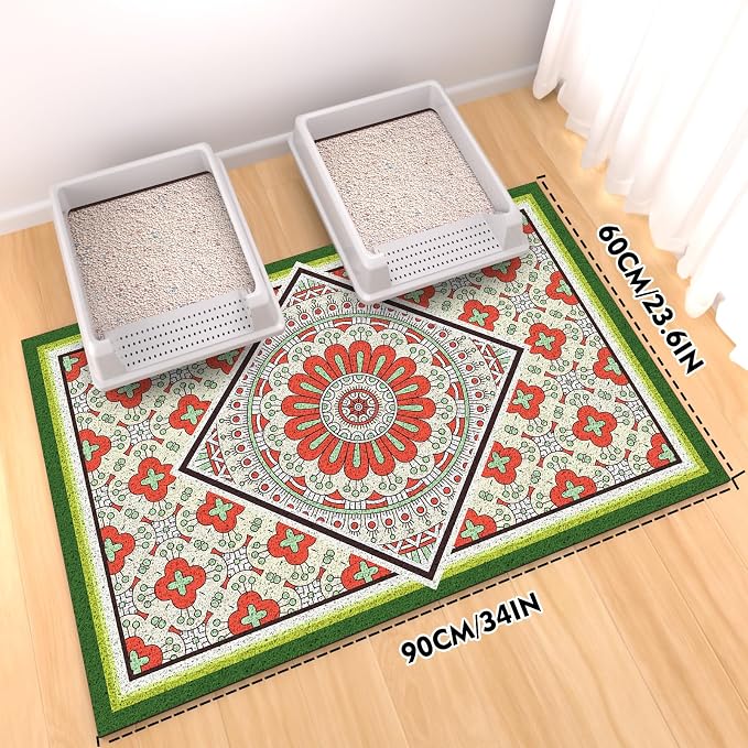 Jumbo Cat Litter Mat Catcher 35"x24" | Ultra-Absorbent Litter Box Rug with PVC Mesh | Non-Slip Cat Rug for litter box, Washable Kitty Litter Mat For Indoor,Garden