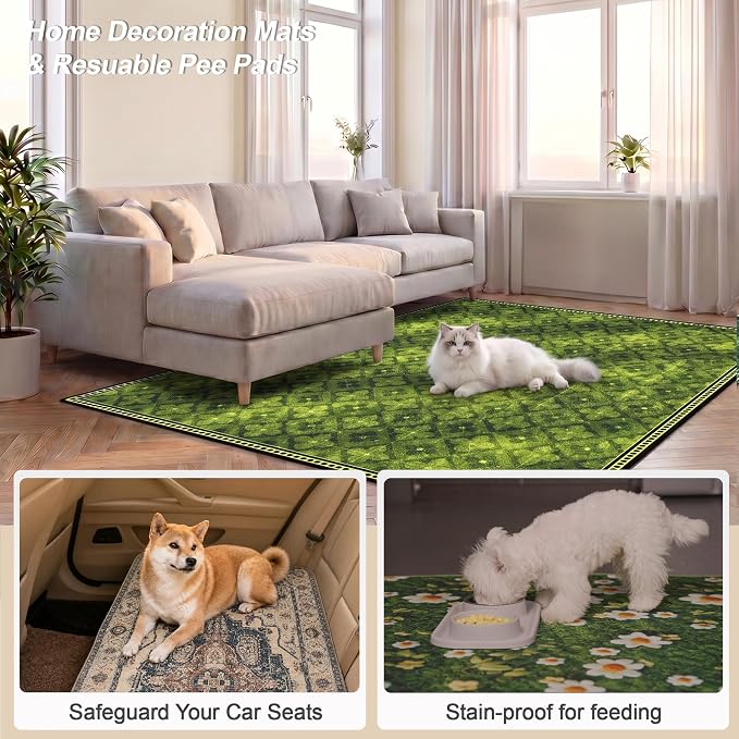 Washable Guinea Pig Pee Pads,Reusable Guinea Pig Cage Liner 2 Pack | Waterproof, Leak-Proof, Absorbent & Non-Slip, 24"x48" Bedding Potty Training Mat for Small Animal Rabbit Bunny Hamster Rat