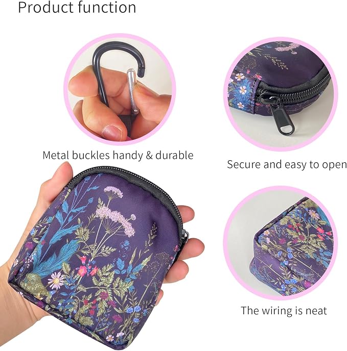 Dog Treat Pouch,Treat Pouches for Pet Training,Portable Snack Reward Dog Food Dispenser for Traveling or Outdoor Use，Black Flower