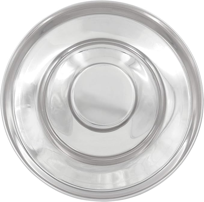 Stainless Steel Puppy Kitten Bowls: Welping Dishes for Weaning Puppies & Kittens, Wide Non-Tip Base, Slow Feeder, 15" (PS-15)