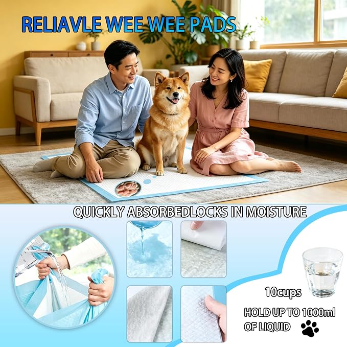 XXXXL Puppy Pee Pads for Dogs 36"x36" 60 Count, Extra Large Dog Pee Pads, Leak-Proof & Super Absorbent Dog Pee Pads, Thicken Disposable Potty Pads Puppy Training Pads for Cats Rabbits