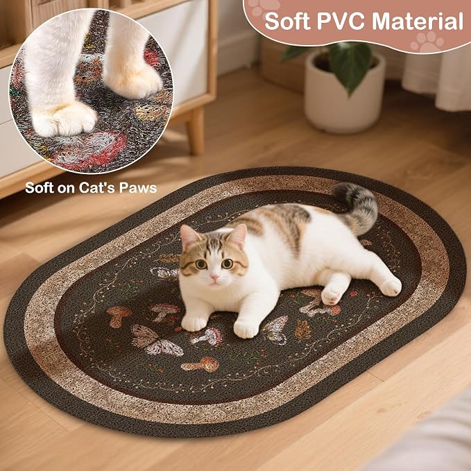 Bienbee Cat Litter Mat, 33" x 22" Dense Trapping Mesh for Litter Boxes | Litter Box Mat with PVC Mesh, Waterproof &Urineproof, Non-Slip Grip, Soft On Kitty Paws and Easy to Clean to Protect Floor
