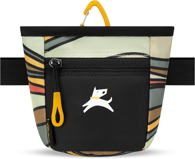 Goodie Treat Bag, Dog Treat Training Pouch | Magnetic Closure | 3 Ways to Wear | Hands-Free Waist Belt | Water-Resistant Recycled Vegan Fabric (Ventura '73)