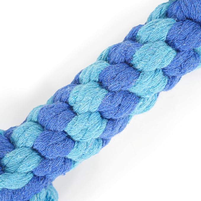 Rosewood Battersea Rope Bone Dental Chew Dog Toy, 6cm x 15cm,Blue