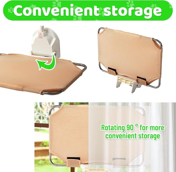 Foldable Cat Window Perch for RV, Heavy Duty Mesh Hammock for Indoor | Space-Saving Foldable Design, Heavy-Duty Suction & Support,Breathable All-Season Mesh