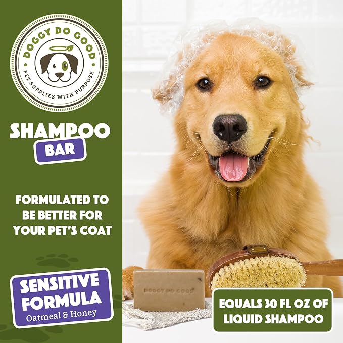 Doggy Do Good - Sensitive Shampoo Bar - Oatmeal & Honey Dog Soap, 5 Oz | Hypoallergenic Natural Cleansing Bar for Sensitive skin - Paraben-free, Organic Dog Shampoo Formula - Equals to 30 oz