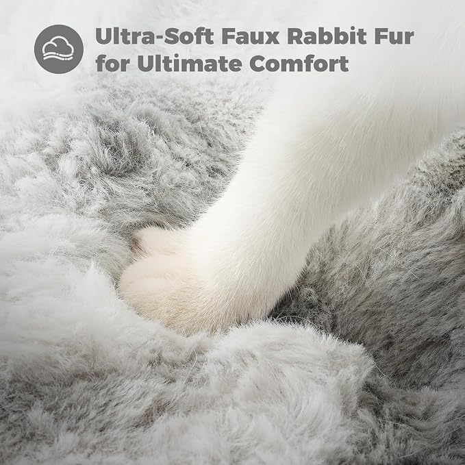 Avont Cat Bed Cave for Indoor Cats, Semi-Enclosed Cat House with Anti-Slip Bottom & Removable Washable Cushion, Warm Plush Cat Tent for Medium Cats & Small Dogs -L