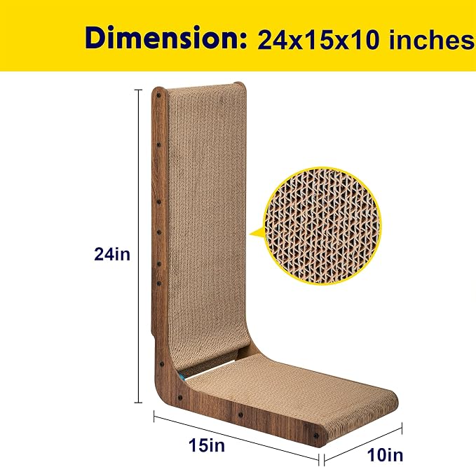 Cat Scratcher with Cat Toys Ball Track, Build-in Ball, L-Shaped Scratcher, Cardboard Lounge Bed, Stable and Durable, Furniture Protector, Reversible