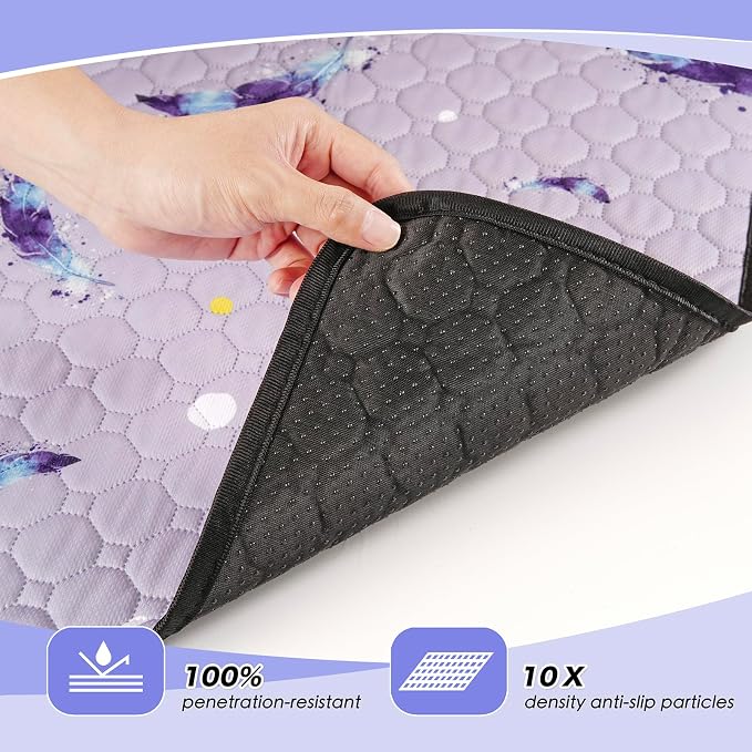 Washable Dog Pee Pads, Non-Slip Waterproof, 18 x 24 in, 2 Pack, Feather | Super absorbent, waterproof and non-slip; washable, reusable dog pads for crates, playpens, floors, furniture and travel