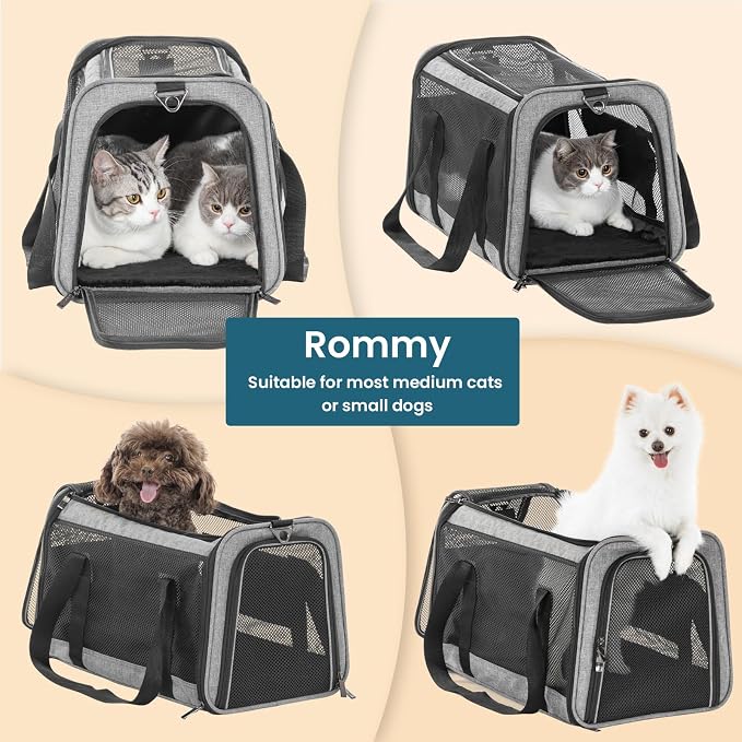 19 x 12 x 12 Large Cat Car Carrier – Roomy Escape-Proof Cat Car Seat for Safe Driving, Lockable Zippers & Safety Tether, Soft-Sided Travel Carrier for Road Trips & Vet Visits