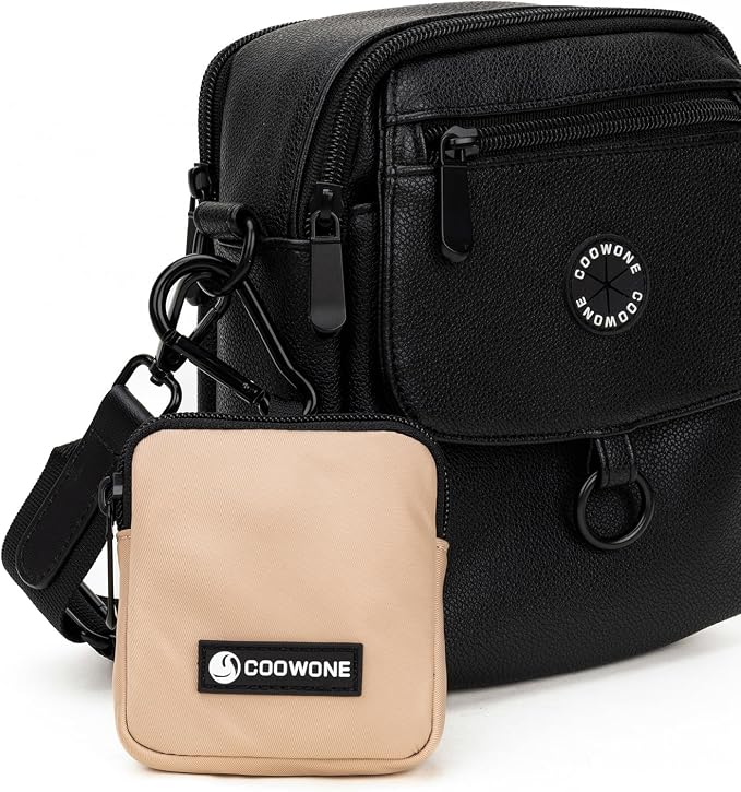 Dog Treat Pouch Pocket Sized Pet Puppy Training Pouch for Dog Training Behavior Aids, Waterproof Nylon Fabric Dog Poop Bag Holder, Hands Free Dog Walking Bag with Metal Carabiner (Coffee)