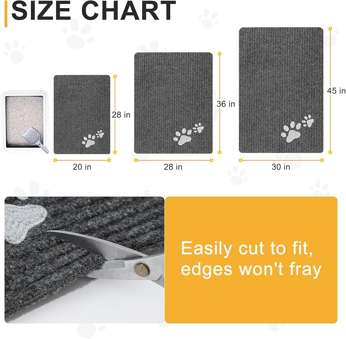 BEAUTYZOO Cat Litter Mat, 28" x 36" Large Litter Trapping Mat, Waterproof | Scatter Control, Absorbent Urine‑Proof, Soft On Paws, Non‑Slip, Machine Washable, For Indoor Cats & Kittens, Floor Use