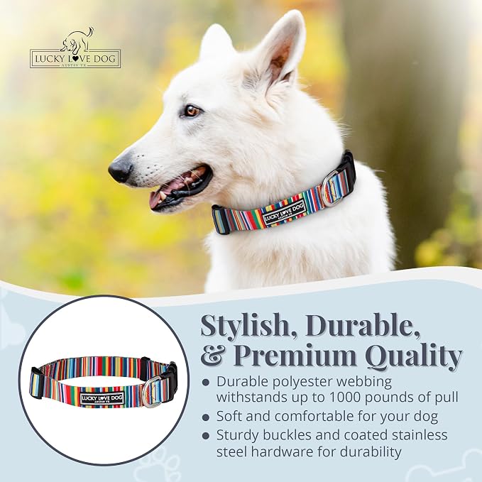 Lucky Love Dog Collar, Beautiful & Vivid Patterns, Rainbow Dog Collar for X-Large Dogs, Easy On & Off Clasp Accessory (Hippie, XL)…