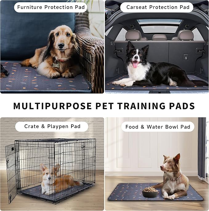 Sunheir Washable Pee Pads for Dogs, Reusable Puppy Pads for Dog Playpen 2PC | Thick Super Absorbent, Leak-Proof & Non-Slip, Waterproof Dog Pads for Puppy Playpen, Crate, Whelping Box, Potty Training Grey
