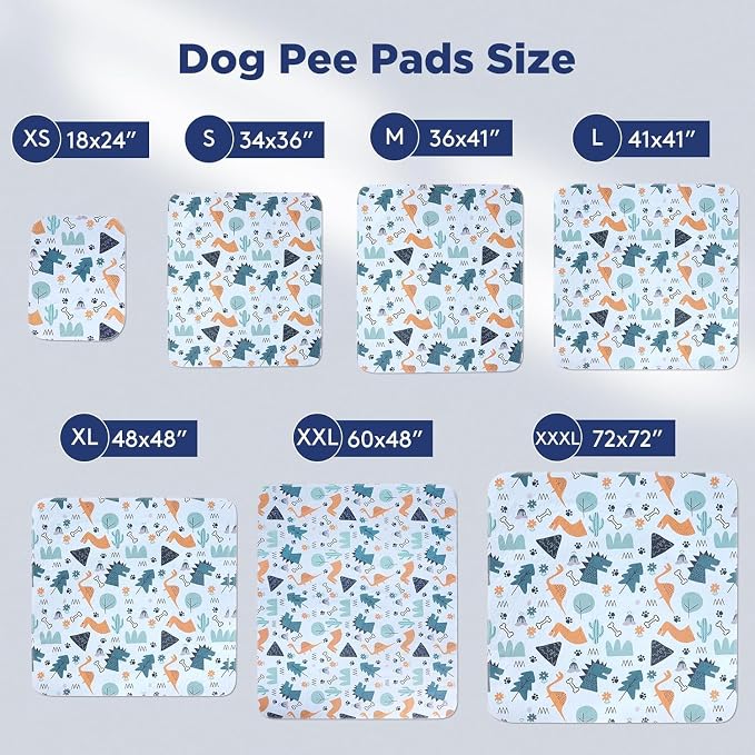 FURTIME Washable Pee Pads for Dogs, Super Absorbent, 2 Pack 41"x41" Blue | Reusable Pads for Dog Training Pads, 100% Waterproof Non-Slip Pee Pads Whelping Pads Dog Playpen Pads Crate Mat