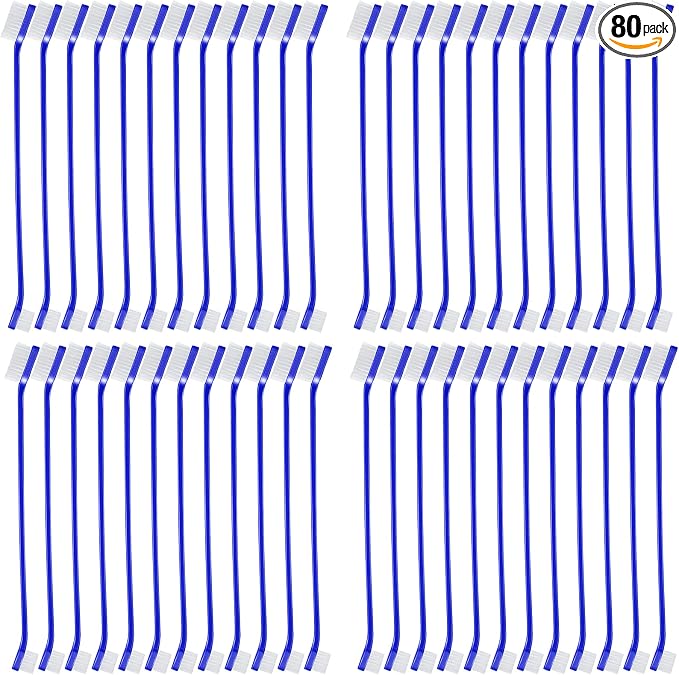 Honeydak 80 Pcs Dog Toothbrush Bulk Dual Headed Dental Brushes Dogs Tooth Brushing Kit Long Handle Pet Tooth Brush for Puppy Large Small Cats and Most Pets Teeth Cleaning Dental Supplies(Dark Blue)