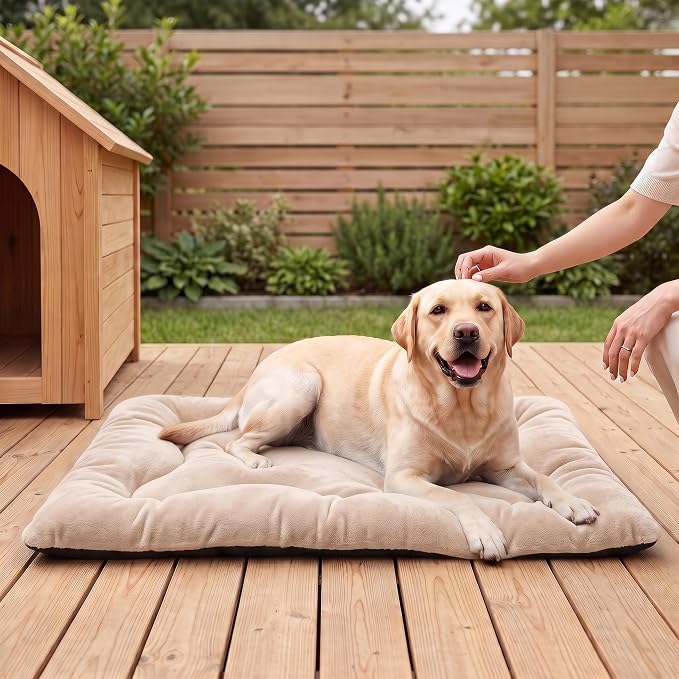 Dog Bed 42" for Metal Crate Pad,Washable Sleeping Mat for Medium/Large Pets | Soft faux rabbit fur, non-slip,machine wash/dry, plush cushioning, for crates, floors & travel, multiple sizes for all breeds