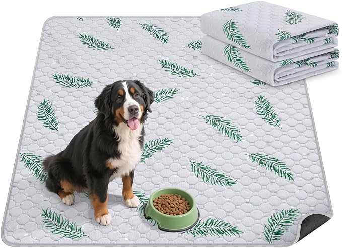 Washable Dog Pee Pads, Non-Slip Waterproof, 48 x 48 in, 2 Pack, Leaf | Super absorbent, waterproof and non-slip; washable, reusable dog pads for crates, playpens, floors, furniture and travel