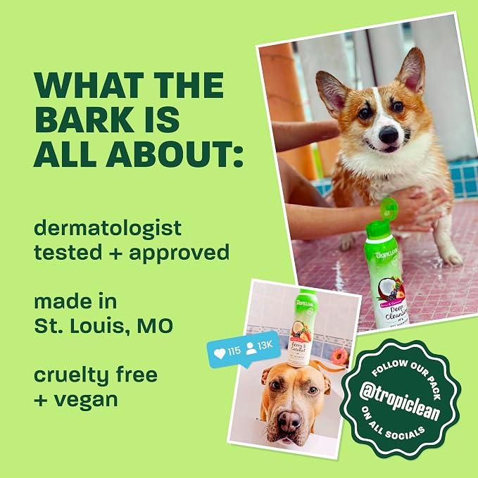 TropiClean Gentle Puppy Shampoo, Sensitive Skin, Coconut Scent, 20oz | For Allergies & Sensitive Skin | Gentle Coconut Scent | Safe for Cats & Kittens | Made in USA