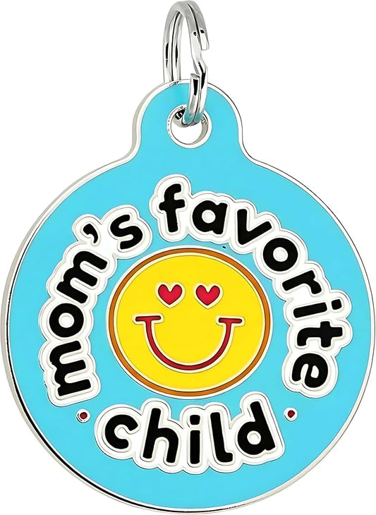 Bad Tags Personalized Dog and Cat ID Tags in 25+ Designs and 2 Sizes - 5 Lines of Custom Engraved Text - Funny Cute Personalized Pet Tags (Mom's Favorite Child, Large (1.25 inch))