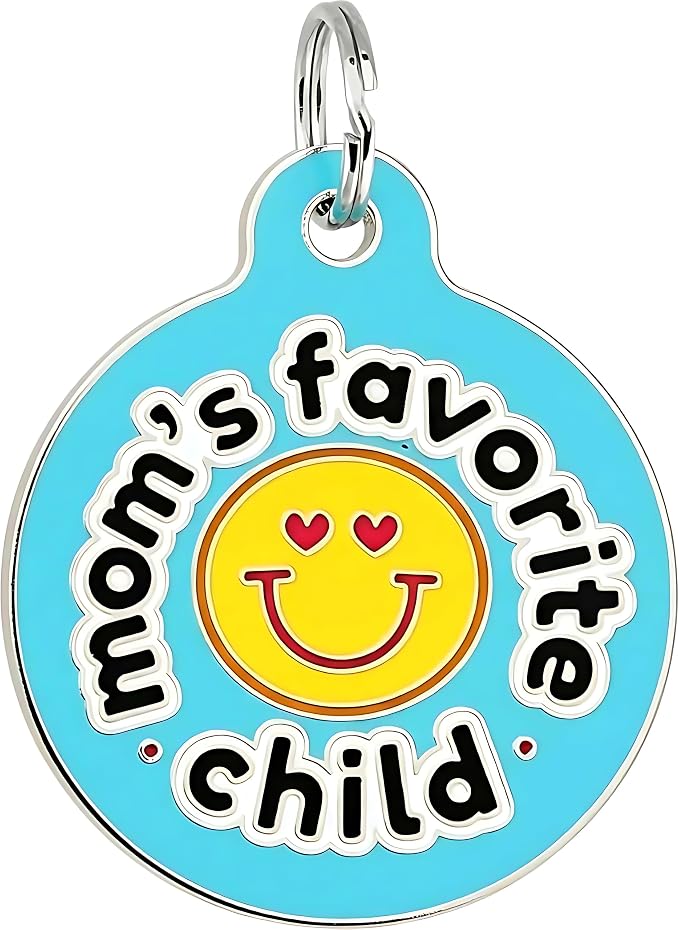 Bad Tags Personalized Dog and Cat ID Tags in 25+ Designs and 2 Sizes - 5 Lines of Custom Engraved Text - Funny Cute Personalized Pet Tags (Mom's Favorite Child, Small (1 inch))