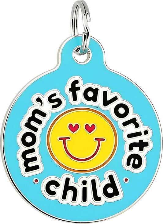 Bad Tags Personalized Dog and Cat ID Tags in 25+ Designs and 2 Sizes - 5 Lines of Custom Engraved Text - Funny Cute Personalized Pet Tags (Mom's Favorite Child, Small (1 inch))