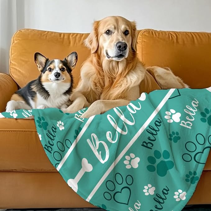 Custom Dog Blankets with Pictures, Personalized Name Blanket for Pets, Customized Pet Photo Throw,The Lightweight Blanket All-Season 40"x30"for Pet