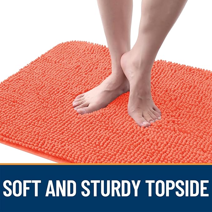 OLANLY Dog Door Mat for Muddy Paws 36x24, Super Absorbent Chenille Mud Mat | Coral, Absorbs Moisture and Dirt, Non-Slip Machine Washable Doormat, Quick-Drying Indoor Entryway Floor Carpet for Dogs