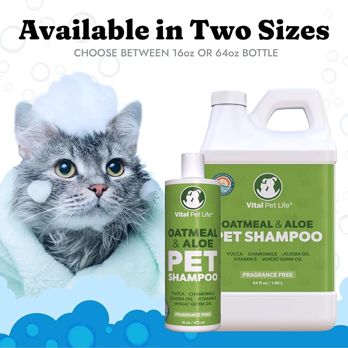 Oatmeal Shampoo for Dogs - Helps Dry Coats & Itchy Sensitive Skin, 64 oz | Aloe Vera, Chamomile, Jojoba Oil, Vitamin E, No Parabens or Artificial Dyes