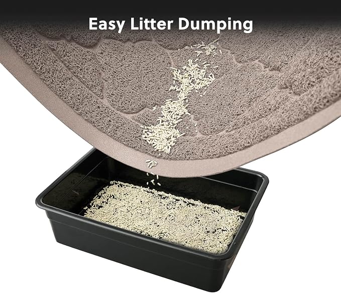 Cat Litter Box Mat, Kitty Premium PVC Pad, Durable Trapping Rug, Phthalate Free, Urine-Resistant, Scatter Control, XXL 47 x 36 Inch, Champagne