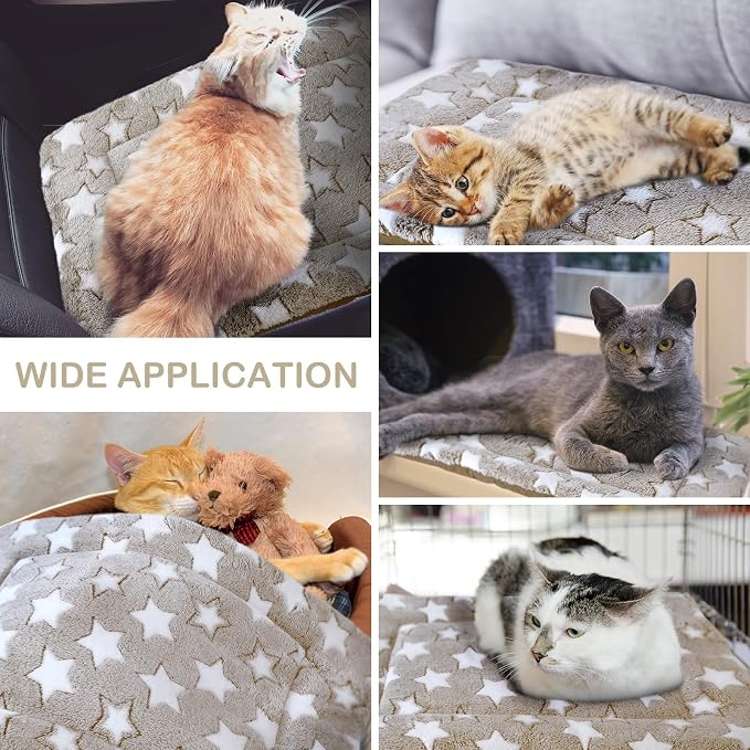 4 Pcs Dog Crate Pads Soft Warm,18 x 14 x 1.6 Inch,Star,Apricot | Ultra Soft Warm Washable Anti-slip Kennel Bed Mat for Pets,Reversible Replaceable,for Small Medium Large Dogs and Cats