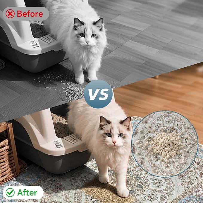 Cat Litter Mat 2 Pack, Reusable Large 36"x48" Kitty Litter Trapping Mat, Machine Washable Litter Mats for Cats, Waterproof & Non-Slip Compatible with Cat Box(Grey Medallion)