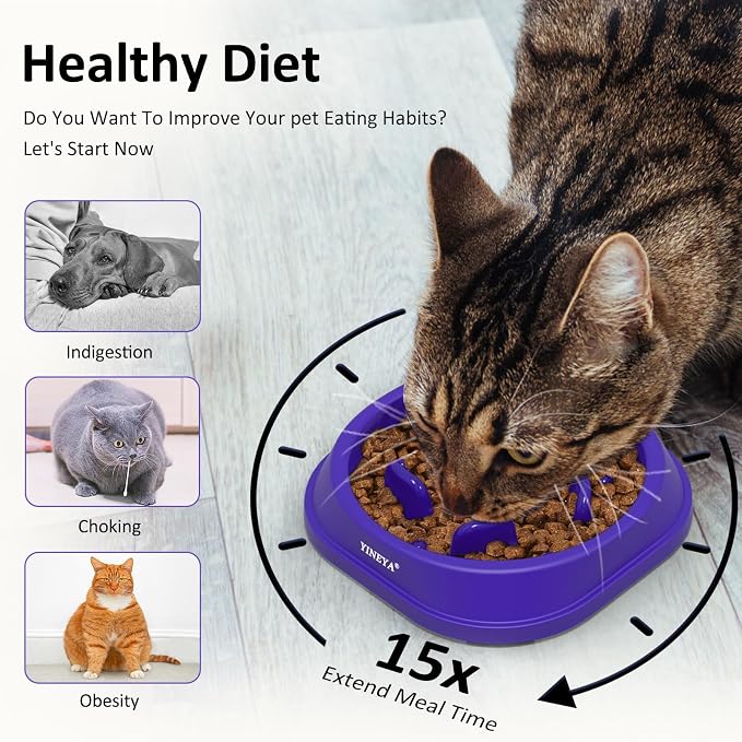 YINEYA Anti-Choking Slow Feeder Dog Bowls Small Size Dog, Slow Feeder Cat Bowl, Supplies and Puzzle for Pet