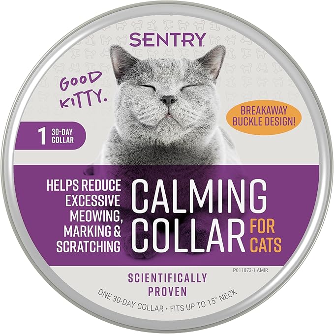 Sentry Calming Collar for Cats, Long-Lasting Pheromone Collar Helps Calm Cats for 30 Days, Reduces Stress, Anxiety, Loud Noises and Separation, 1 Count | Reduces stress, anxiety & separation response; releases calming pheromones for 30 days; adjustable...