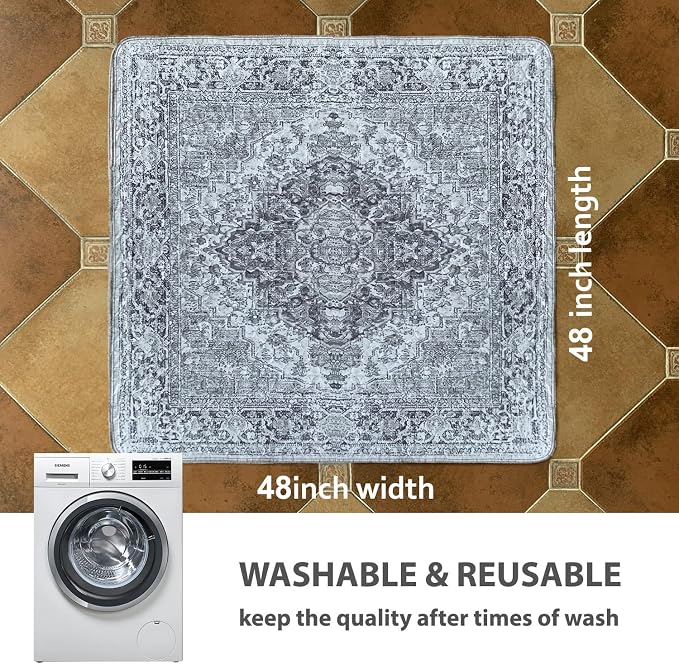 nunubaby Washable Pee Pads for Dogs, Stylish, Non-Slip and Leak-Proof Pee Pads. Reusable Potty Pads for Dogs for Crates and Floors.(Gray/Geo,48" x48" )